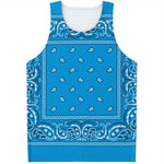 Light Blue Paisley Bandana Print Men's Tank Top