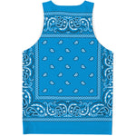 Light Blue Paisley Bandana Print Men's Tank Top