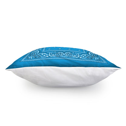 Light Blue Paisley Bandana Print Pillow Cover