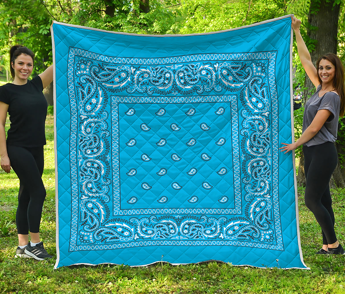 Light Blue Paisley Bandana Print Quilt