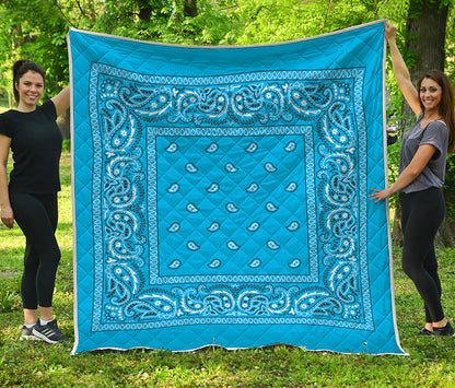 Light Blue Paisley Bandana Print Quilt