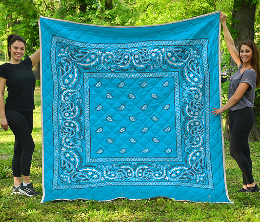 Light Blue Paisley Bandana Print Quilt