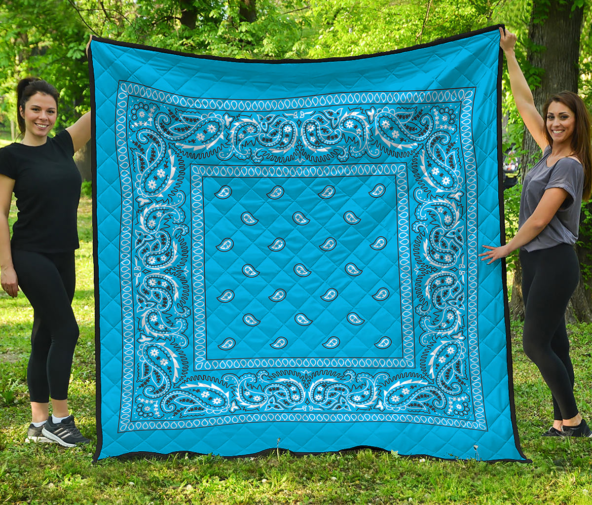 Light Blue Paisley Bandana Print Quilt