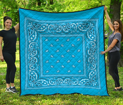 Light Blue Paisley Bandana Print Quilt