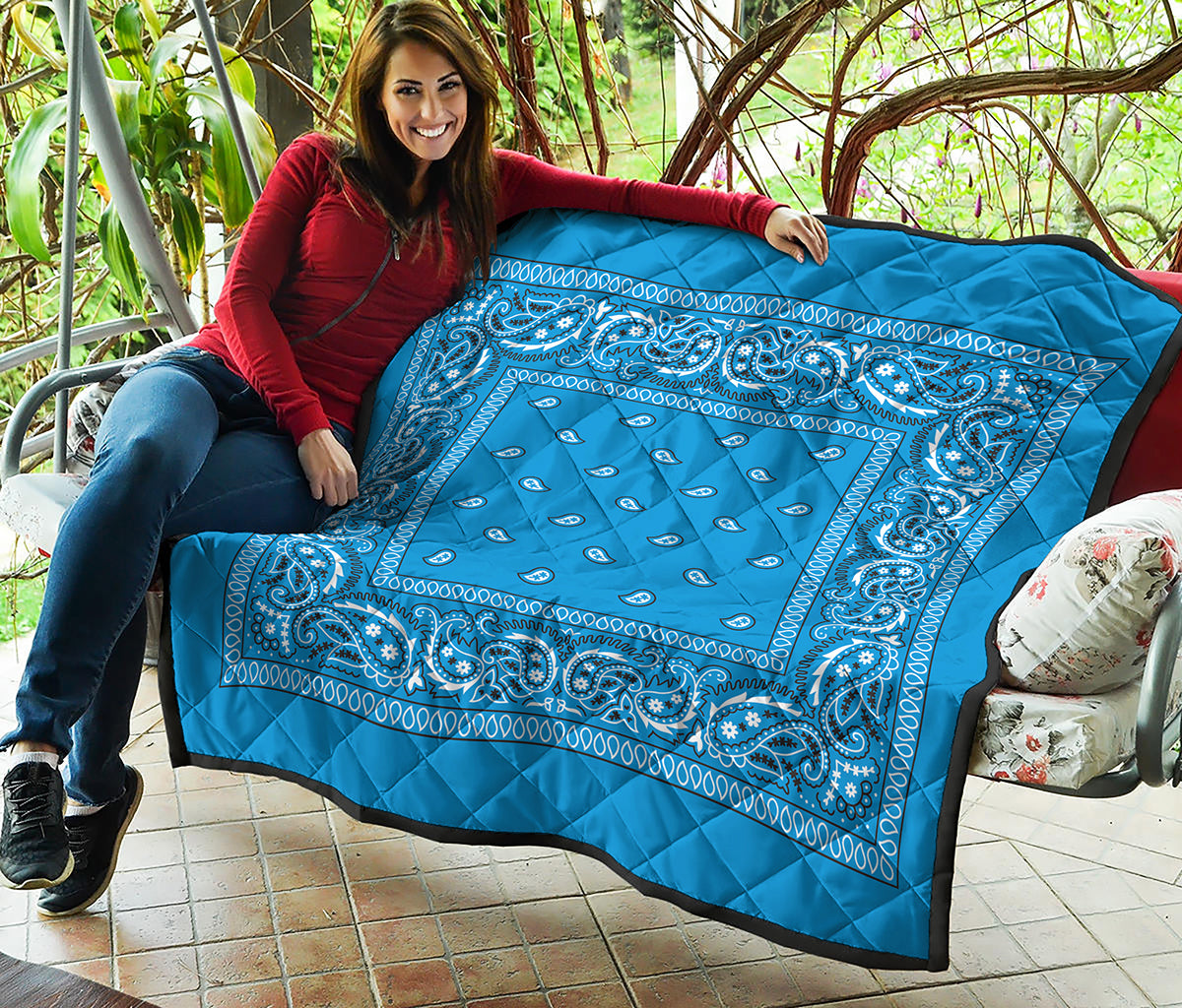 Light Blue Paisley Bandana Print Quilt