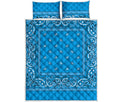 Light Blue Paisley Bandana Print Quilt Bed Set
