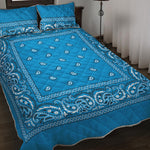 Light Blue Paisley Bandana Print Quilt Bed Set