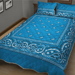 Light Blue Paisley Bandana Print Quilt Bed Set