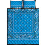 Light Blue Paisley Bandana Print Quilt Bed Set