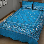 Light Blue Paisley Bandana Print Quilt Bed Set