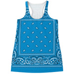 Light Blue Paisley Bandana Print Women's Racerback Tank Top