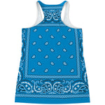 Light Blue Paisley Bandana Print Women's Racerback Tank Top