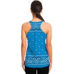 Light Blue Paisley Bandana Print Women's Racerback Tank Top