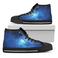 Light Blue Space Print Black High Top Sneakers