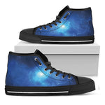Light Blue Space Print Black High Top Shoes
