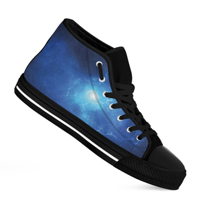Light Blue Space Print Black High Top Shoes