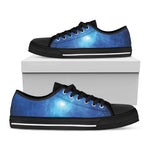 Light Blue Space Print Black Low Top Shoes