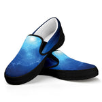 Light Blue Space Print Black Slip On Shoes