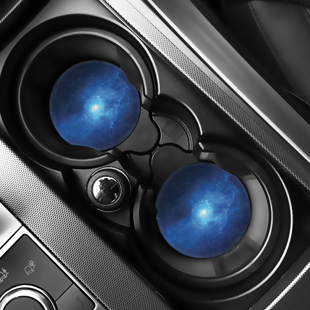 Light Blue Space Print Car Coasters
