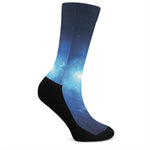 Light Blue Space Print Crew Socks