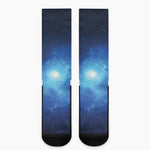 Light Blue Space Print Crew Socks