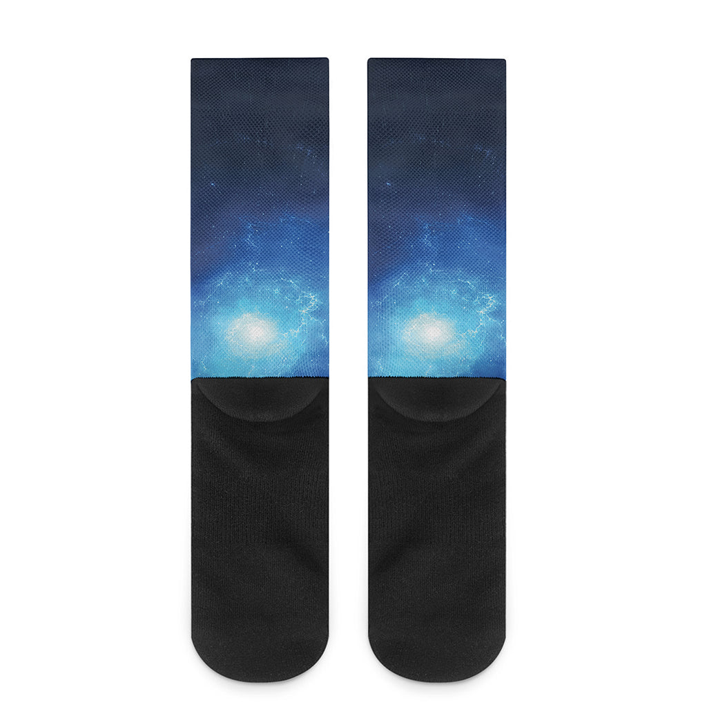 Light Blue Space Print Crew Socks