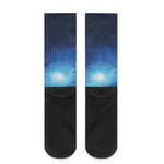 Light Blue Space Print Crew Socks