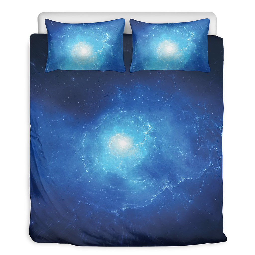 Light Blue Space Print Duvet Cover Bedding Set