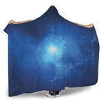 Light Blue Space Print Hooded Blanket