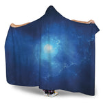 Light Blue Space Print Hooded Blanket