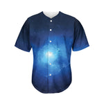 Light Blue Space Print Men's Baseball Jersey