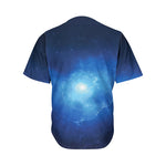 Light Blue Space Print Men's Baseball Jersey