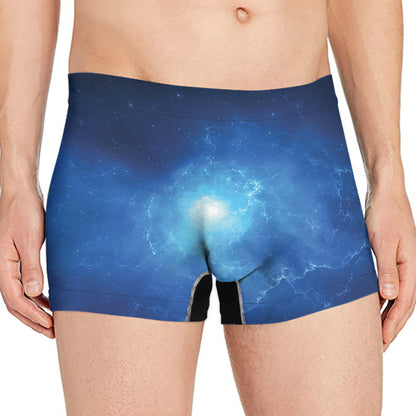Light Blue Space Print Men's Boxer Briefs
