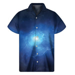 Light Blue Space Print Men's Short Sleeve Shirt