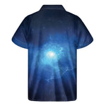 Light Blue Space Print Men's Short Sleeve Shirt