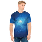 Light Blue Space Print Men's T-Shirt