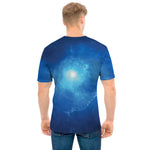 Light Blue Space Print Men's T-Shirt