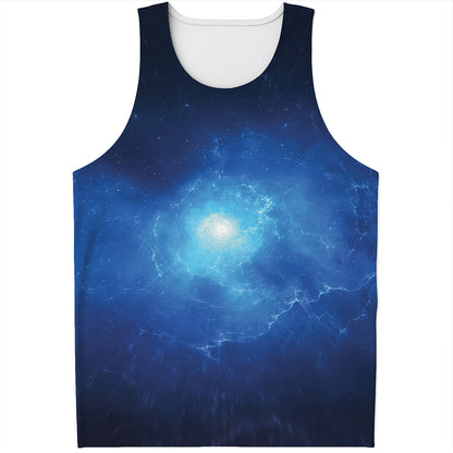 Light Blue Space Print Men's Tank Top