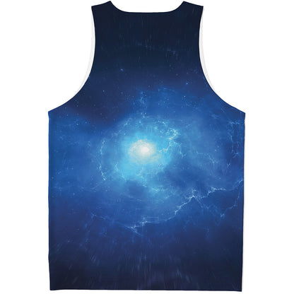 Light Blue Space Print Men's Tank Top