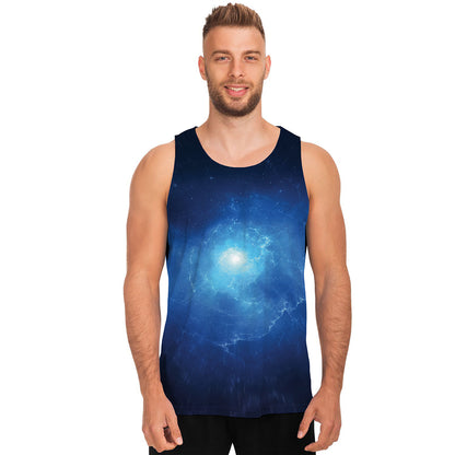 Light Blue Space Print Men's Tank Top