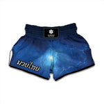 Light Blue Space Print Muay Thai Boxing Shorts