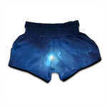 Light Blue Space Print Muay Thai Boxing Shorts