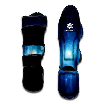 Light Blue Space Print Muay Thai Shin Guard