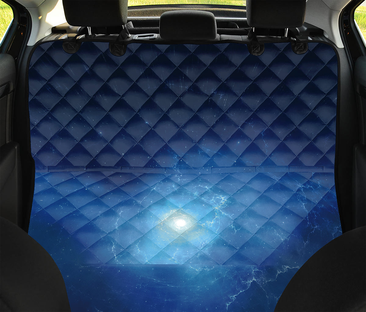 Light Blue Space Print Pet Car Back Seat Cover