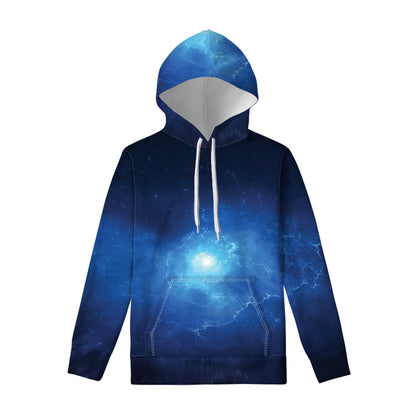 Light Blue Space Print Pullover Hoodie