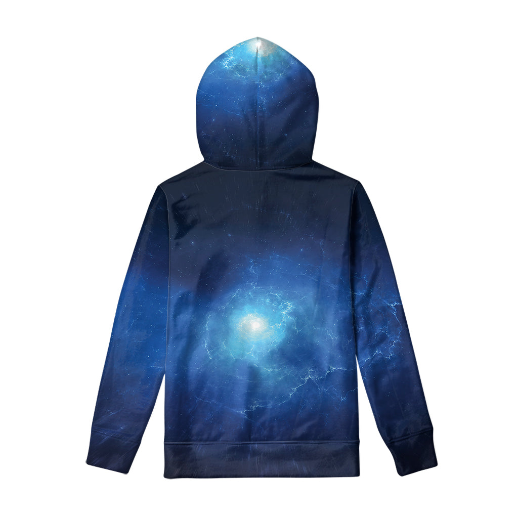 Light Blue Space Print Pullover Hoodie