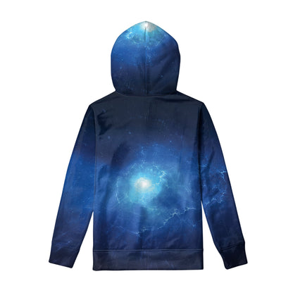 Light Blue Space Print Pullover Hoodie