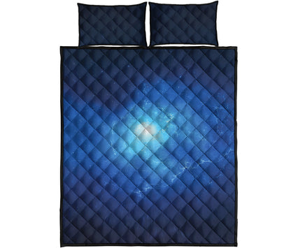 Light Blue Space Print Quilt Bed Set