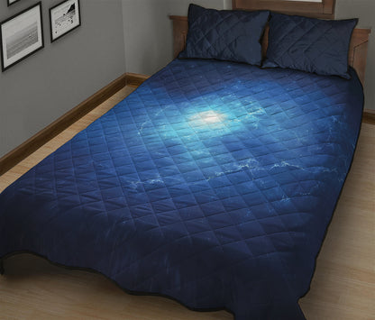 Light Blue Space Print Quilt Bed Set