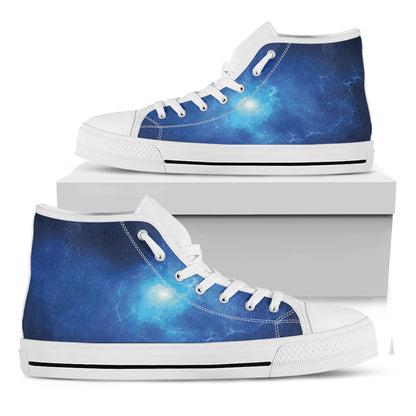 Light Blue Space Print White High Top Shoes